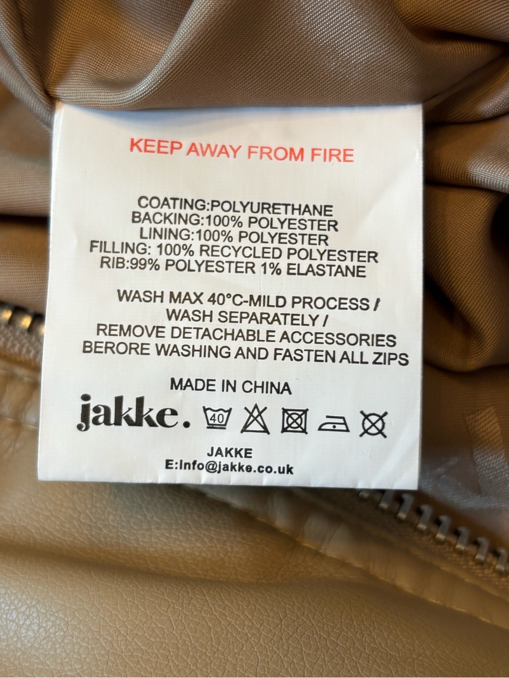 Women's Hooded Puffer Bomber Jacket in Taupe. Beautiful jacket, worn twice. - Picture 6 of 6